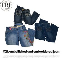 Y2k embroidered and embellished jeans #139