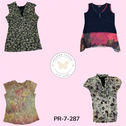 Women’s Printed Poly Tops – 2000s Y2K Style Blouse..