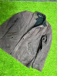 Veste en cuir et coton ciré Barbour vintage