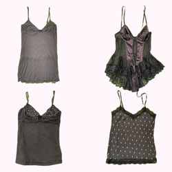 Y2k Black Lace Trimmed Camisole Tops B2F-327