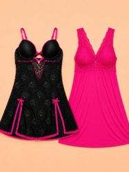 Y2k Black & Pink Romantic Camitops