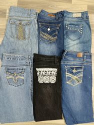 HD1574 Ladies Y2K Embellished Flared Jeans