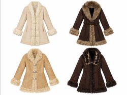 Faux Fur Trim Afghan Coats
