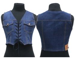 CR2169 UPCYCLED LACE-UP DENIM CORSET VEST