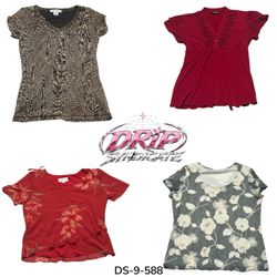 Y2K Chic Short Sleeve Poly blouse(DS-9-588)