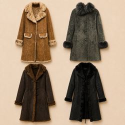 Y2K Faux Shearling Long Afghan Coats