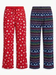 (FV-2549) Y2K Festive Holiday Christmas Pajama Pan..