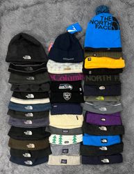 The north face, Patagonia and Columbia beanies