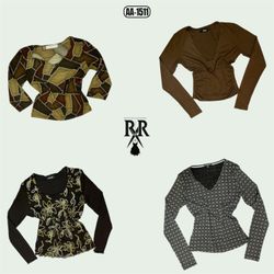 Y2K Earthy Tone Full Sleeve Tops (AA-1511)