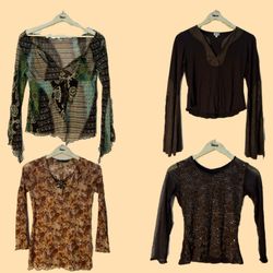 023 Blusas y tops transparentes estampados para mu..