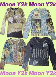 Y2k Graphic Printed Mesh Full sleeve tops mix