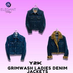 Y2K Grim Wash Vestes en Denim pour Femmes - EV1448