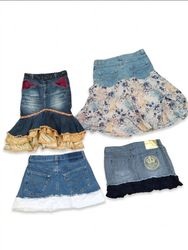 Y2K Fairycore Denim Mini Skirt Bundle | Ruffled, F..