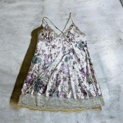 TH498 Y2K Silk Cami Slip Dress Embroidered Detail ..