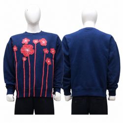 CR1977 UPCYCLED FLORAL APPLIQUÉ CREWNECK SWEATSHIR..