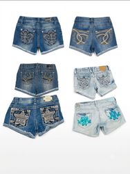 Vintage Master Y2K McBling Distressed Denim Shorts..