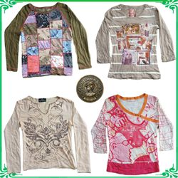 ✨ Women's Y2K Printed Blouses & Long Sleeve Tops B..