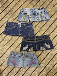 Upcycled Denim Ultra Micro Mini Skirts