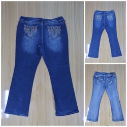 JA 0708 Baggy Embroidered Flared Bootcut Jeans