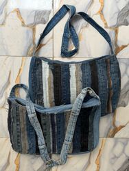 Upcycled Denim Cross Body Tote Bags