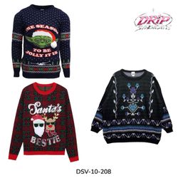 Originelle Weihnachts-Rundhals-Pullover für die Fe..