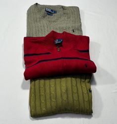 Ralph Lauren Pullover – 1/4 Zip, Kabelstrick, Rund..