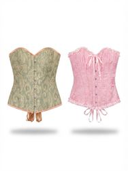 (FV-2258)     Y2K Corset Tops – Colorful Lace-Up B..