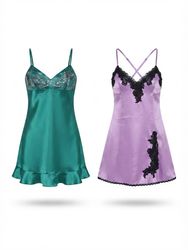(FV-2387)     Y2K Satin Slip Dresses – Vintage Cam..