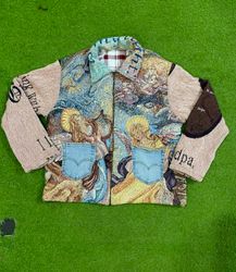 Upcycle tapestry blanket sweater jacket unbranded