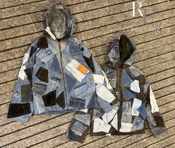 Upcycled Denim Patchwork Baggy Style Hooded Jacket