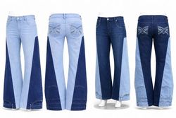 CR1613 Upcycled Two-Tone Denim Flare Jeans