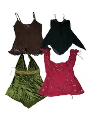 Y2K beaded and Lace Trim cami Tops