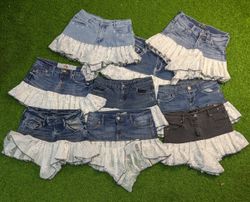 7945 - Upcycled Denim Mini Skirts