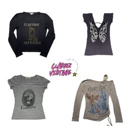 Y2K Graphic & Embellished Tops (MH-041)