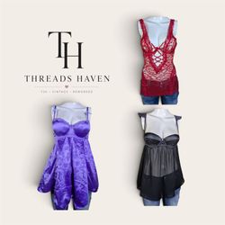 THB00050 Y2K Baby Doll Lingerie | Vintage Sleepwea..