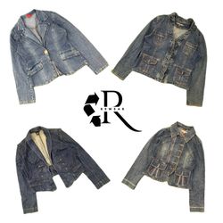 Giubbotti in denim Y2K in diverse sfumature di blu..
