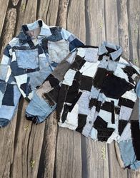 Veste en denim Levi’s patch vintage réutilisée