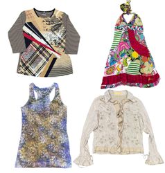 Y2K Eclectic Patchwork & Colour Pop Tops Mix
