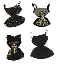 Y2K Black Polka Dot Print Cami Tops-ST-216