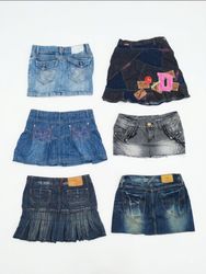 Cyber Grunge Patchwork & Embroidered A-Line Mini S..