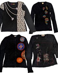Y2K Women T-shirts à manches longues imprimés noir..