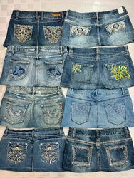 R561 Upcycled Ladies Embellished Micro Mini Skirts