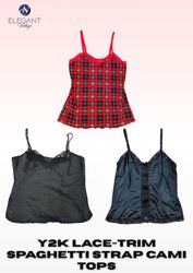 Y2K Lace - Trim Spaghetti Strap Cami Tops - EV2336