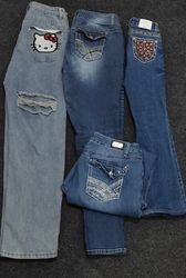 Y2K Embroidery Jeans Embellished pockets