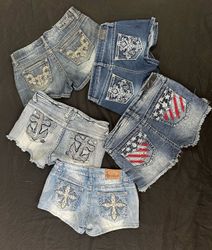 Y2K Embellished & Embroidery Mini Shorts B# 514