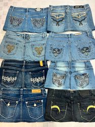 R558 Upcycled Ladies Embellished Micro Mini Skirts
