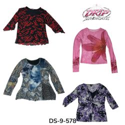 Y2K Graphic Print Langarmbluse (DS-9-578)