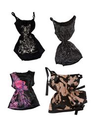 Y2K Black Floral Typography Camisoles-ST-249