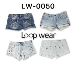 Y2K Low-Rise Lace-up & Studded Denim Shorts