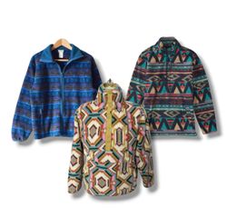 Vintage mix colour full fleece jacket (Y007)